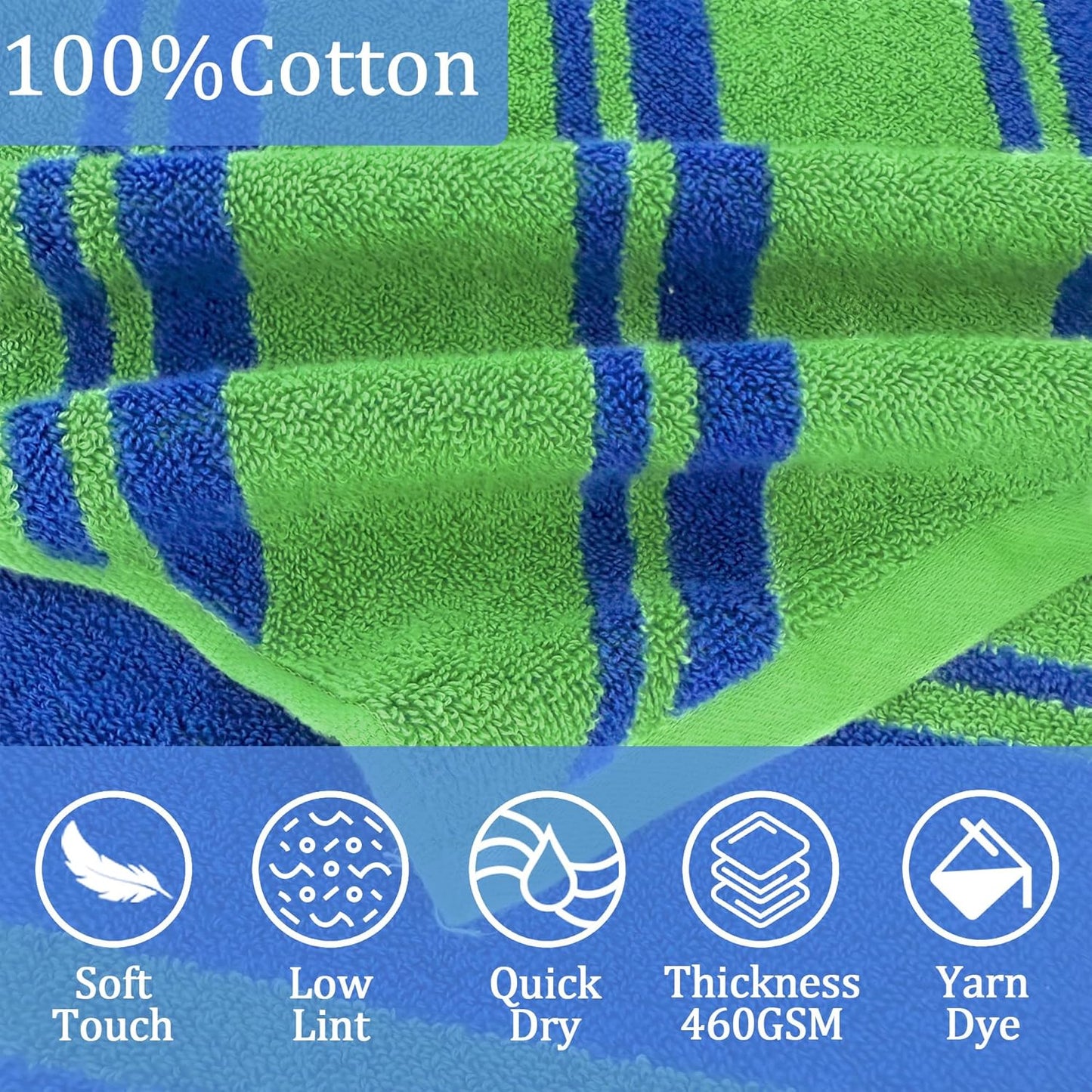 VOOVA & MOVAS Kids Hooded Poncho Towels (4-8Years,27.5"x27.5"),100% Cotton Soft Absorbent Towel for Boys,Perfect for Bathroom | Pool | Beach | Swimming, Jacquard Green Stripe