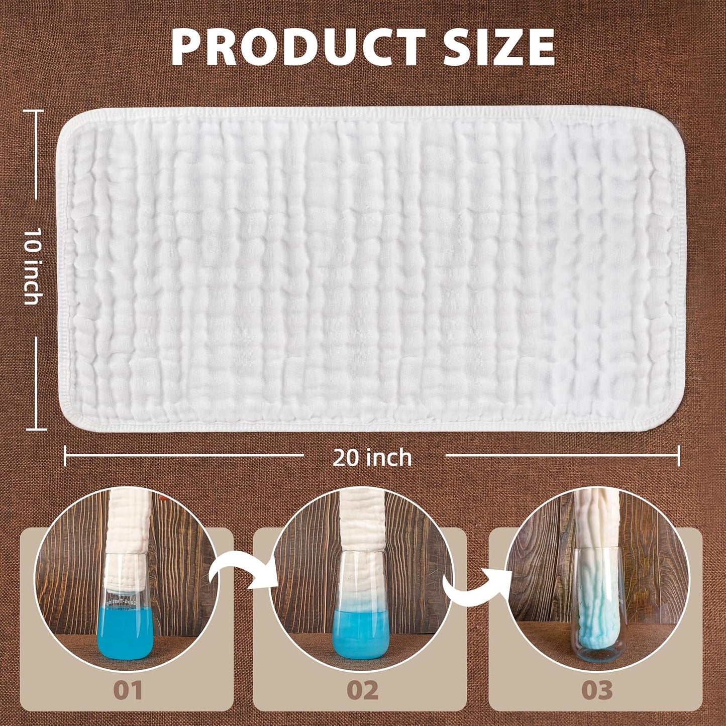 BHYTAKI 12-Pack Muslin Burp Cloths for Baby Boys & Girls, 20"X10" Essentials Large 100% Cotton Burp Rags, 6 Layers Extra Absorbent and Soft burping Cloths for Babies (White)