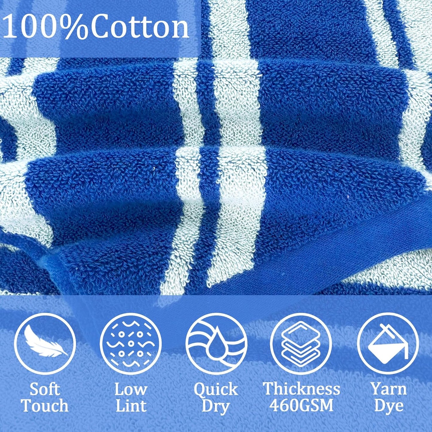VOOVA & MOVAS Hooded Bath Towels for Kids (3-10Years,27.5"x55"),100% Cotton Absorbent Soft Towel Wrap for Toddler Boys,Perfect for Bathroom | Pool | Beach | Swimming, Jacquard Blue Stripe