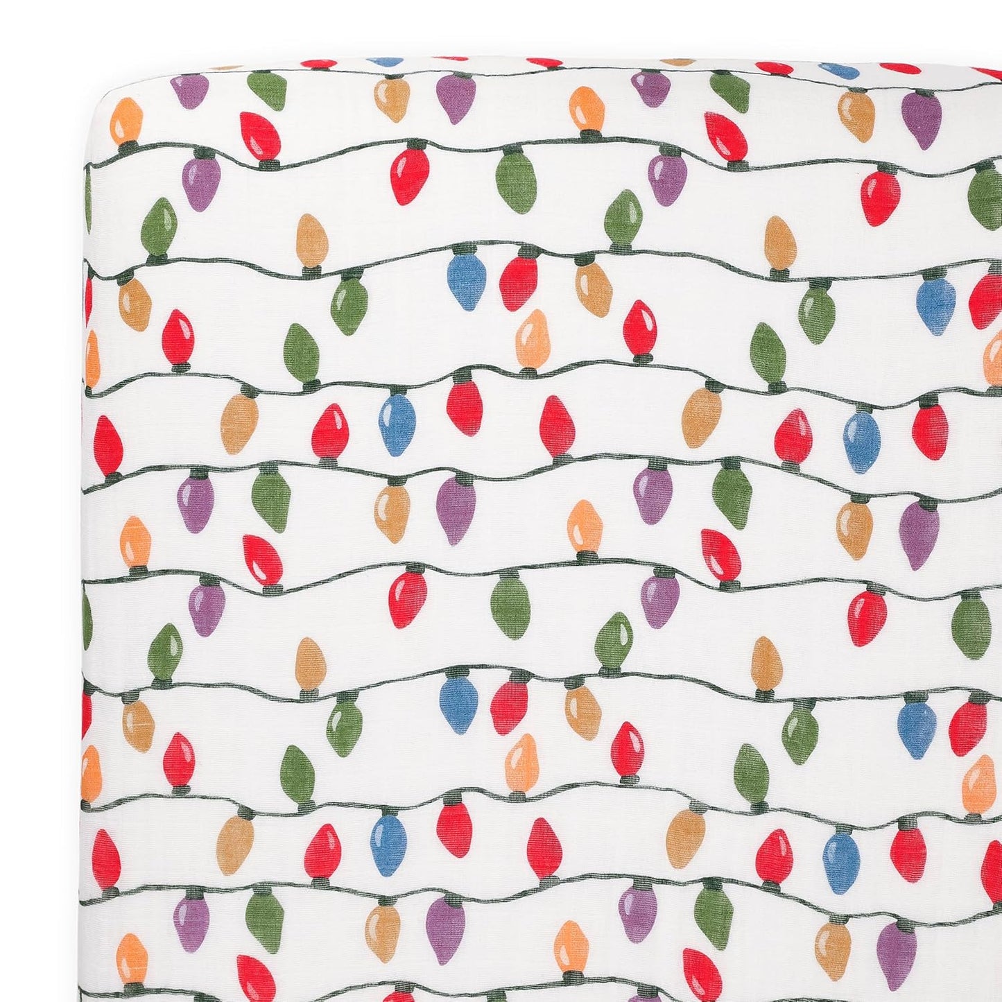 Little Unicorn Fitted Crib Sheet | 100% Cotton Muslin | Super Soft | Sized for Standard Baby Crib & Toddler Mattress | Machine Washable | 52” x 28” x 6” (Christmas Bulbs)