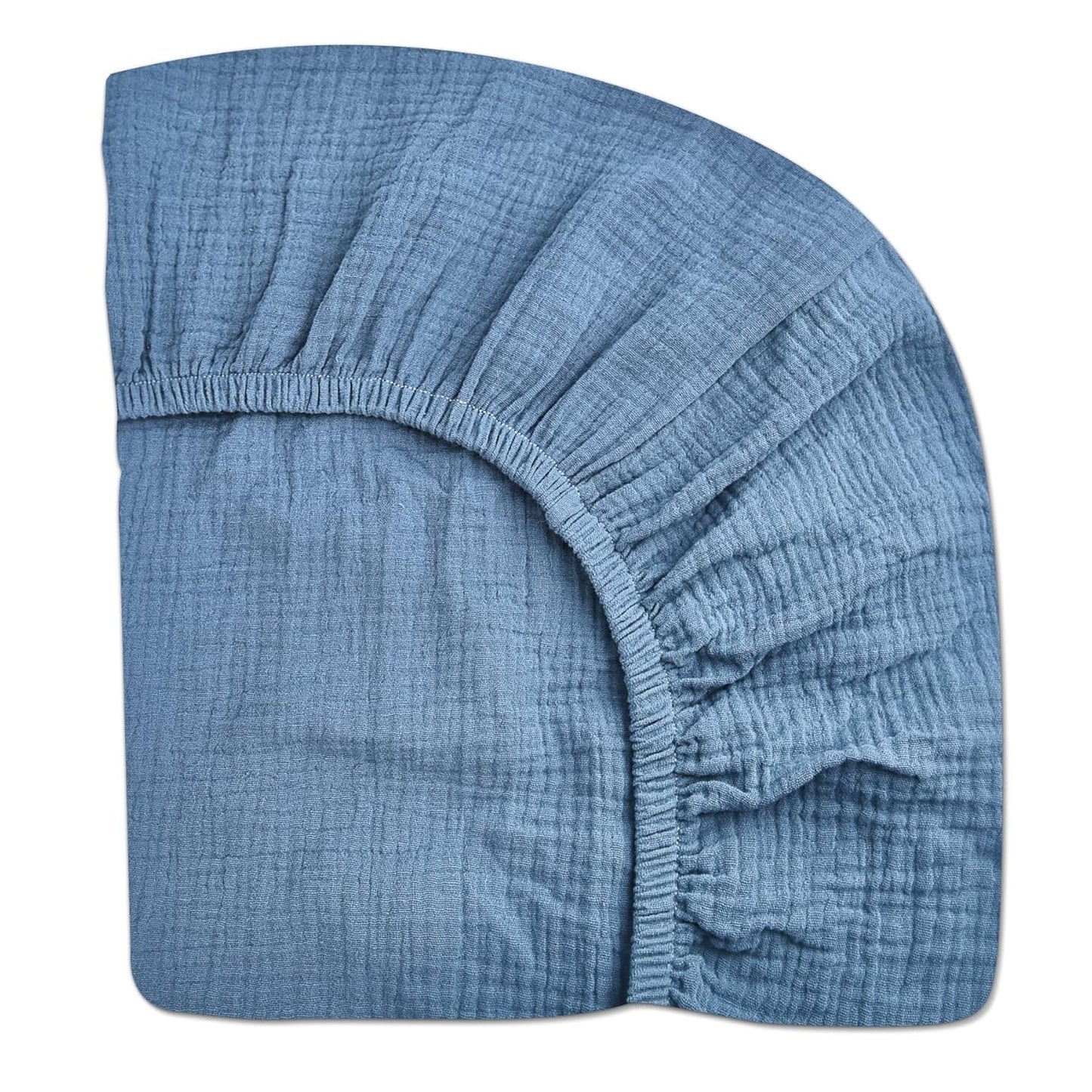 Crib Sheets for Boys Girl, Fitted Baby Toddler Bed Sheets 28" x 52", Neutral Muslin Cotton Crib Mattress Bedding Soft and Breathable Comfort (Blue)