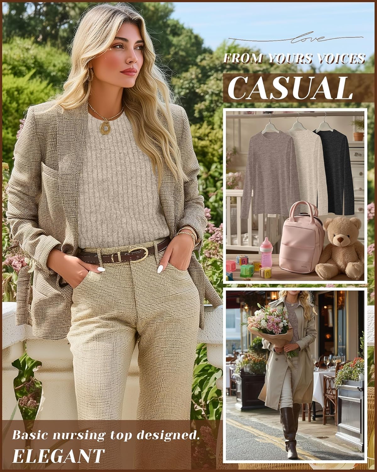 3 Pack Women's Nursing Long Sleeve Tops Breastfeeding Thermal Sweaters with Hidden Zipper Maternity Ribbed Shirts