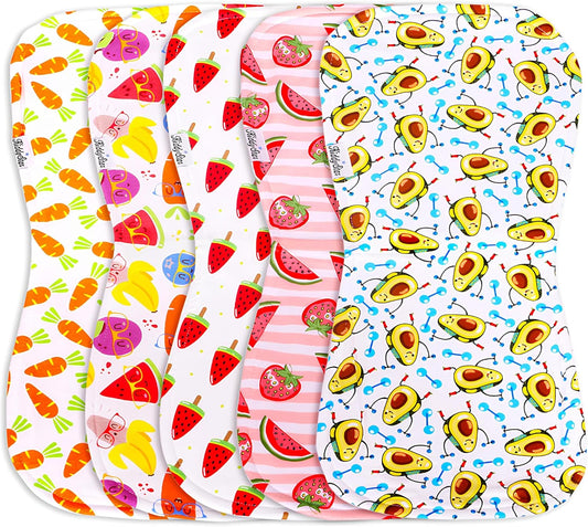 5-Pack Organic Cotton Burp Cloths – Large, Ultra-Soft 3-Layer Towels for Burping, Shoulder & Hand Use, Highly Absorbent