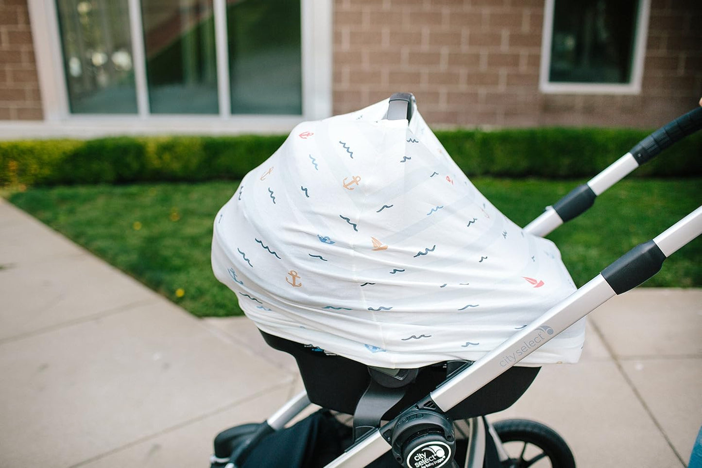 Baby Car Seat Cover Canopy and Nursing Cover Multi-Use Stretchy 5 in 1 Gift Newport by Copper Pearl