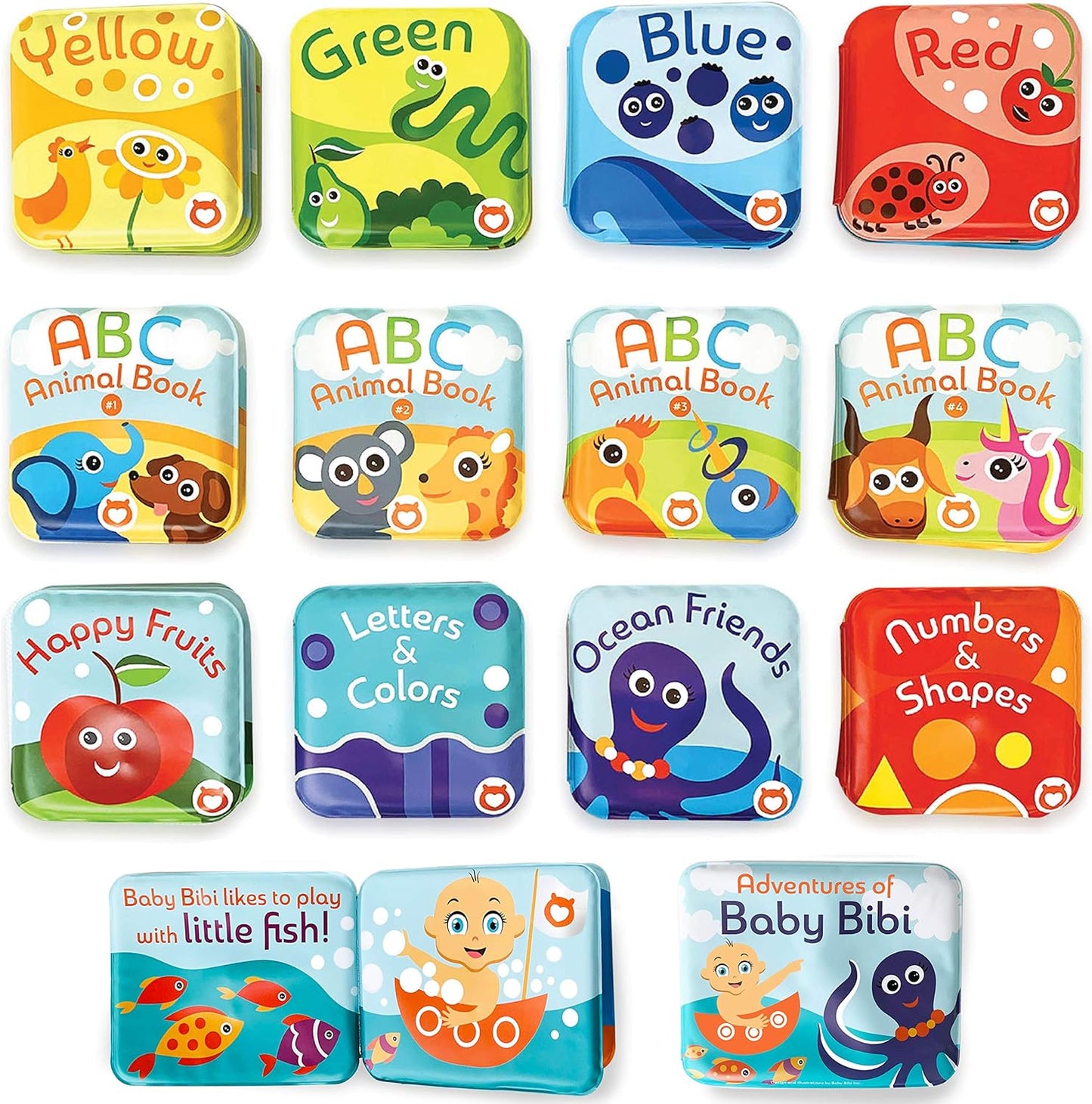 Baby Bath Books Mega Set (Pack of 13 Books) - Educational Waterproof Baby Bathtime Plastic Books for Bath Tub with Animals, Colors, Numbers and ABC Letters - Learning Toy Books for Babies and Toddlers