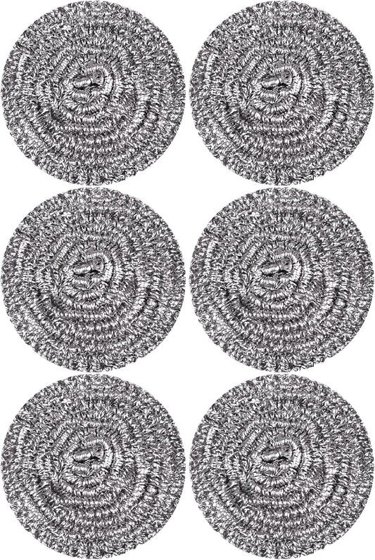 Stainless Steel Scourer Heavy Duty Scrubber Pads Steel Wool Pack of 6,40g