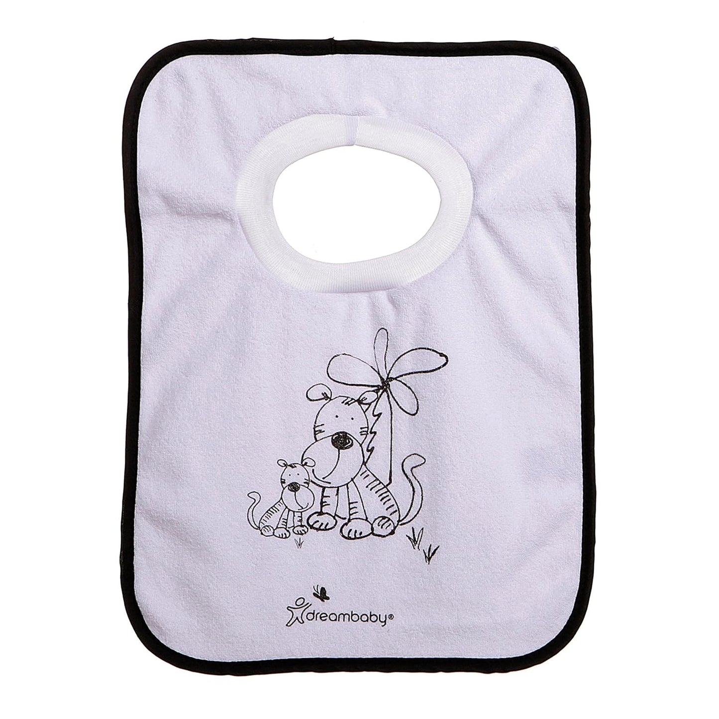 Dreambaby Terry Cloth Cotton Pullover Baby Bibs for Teething Feeding and Drooling - Super Absorbent & Extra Soft - Machine Washable - Jungle Animals