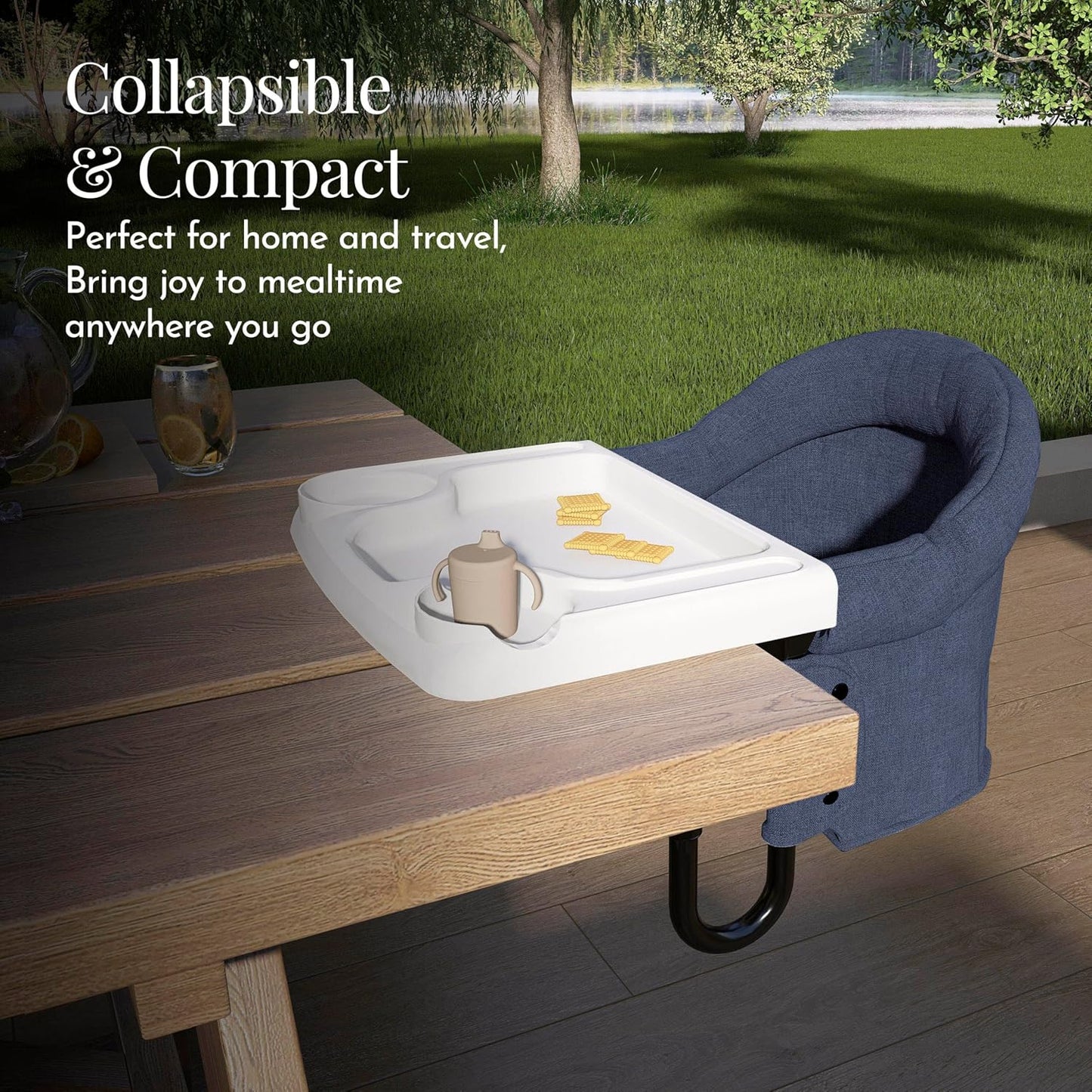Evolur Clamp-On Comfort Table Chair | Removable & Washable Seat Cover, Dishwasher-Safe Tray, Foldable Design with Carry Bag | Portable High Chair for Babies & Toddlers (6–36 Months)