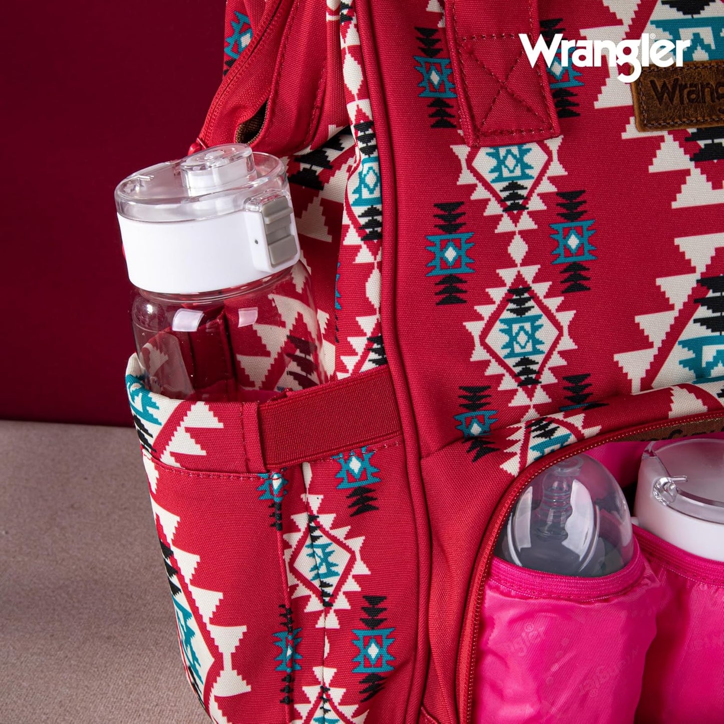 Montana West Wrangler Diaper Bag Backpack Aztec Travel Backpack Purses Western Multi-Function Baby Bags for Mom with Waterproof Insulated Pockets