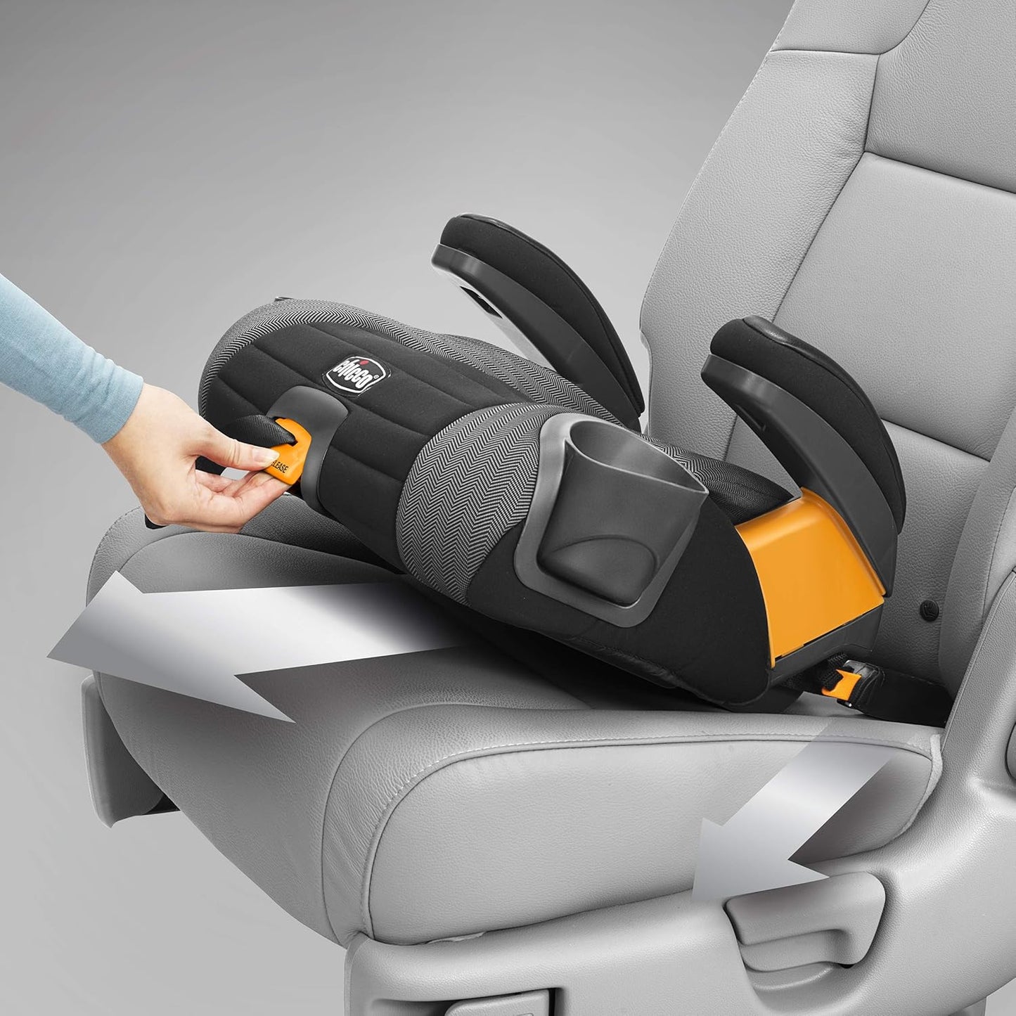 Chicco GoFit Plus Backless Booster Car Seat with Latch Attachment and Quick-Release Latch Removal, Travel Booster Seat for Car, Portable Car Booster Seat for Children 40-110 lbs. | Vivaci/Pink