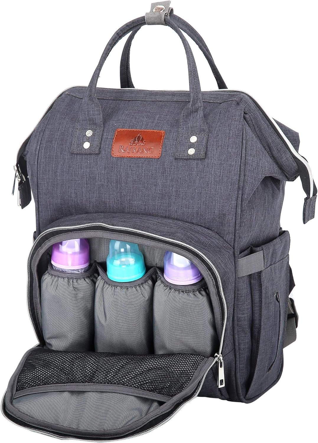 RAJRANG Diaper Bag Backpack for Women | Baby Travel Essential & Organizer | Mini Diaper Bag for Toddlers | Travel Backpack, 18x15x7 Inches - Charcoal Grey
