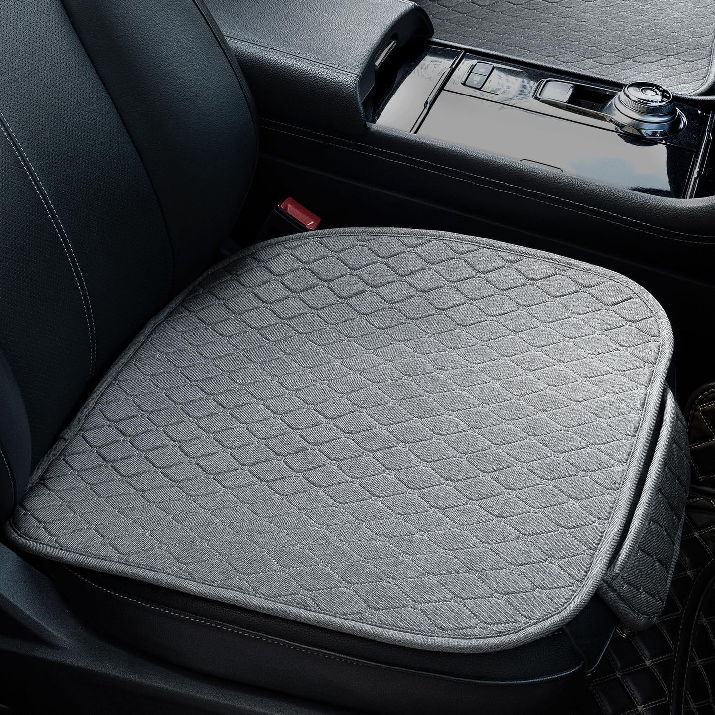 Linen Car Seat Covers for Cars - Non-Slip and Soft, 2 PCS Bottom Seat Cover Protectors with Storage Pocket, Linen Front Seat Covers Used for SUVs, Cars, Sedans (Light Grey)