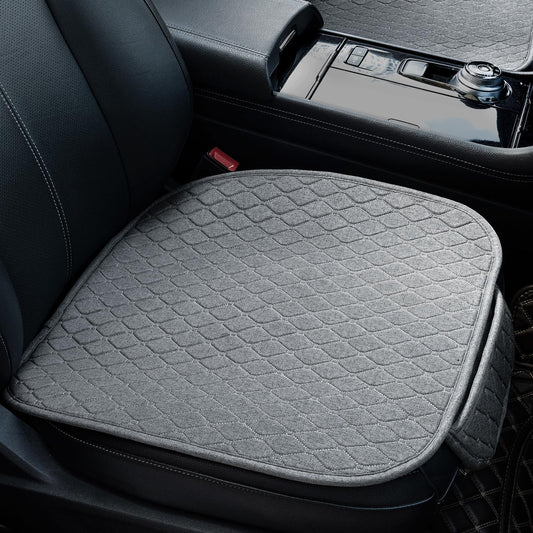 Linen Car Seat Covers for Cars - Non-Slip and Soft, 2 PCS Bottom Seat Cover Protectors with Storage Pocket, Linen Front Seat Covers Used for SUVs, Cars, Sedans (Light Grey)