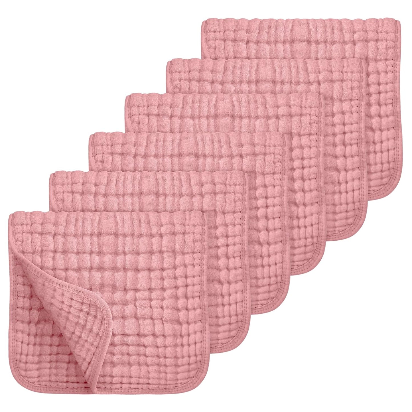 Looxii Muslin Burp Cloths Baby Girl 6 Pack - 20" x 10" - Ultra Soft & Absorbent, 6-Layer 100% Cotton for Spit Up & Drool- Gentle Burping Cloth, Baby Girl Newborn Essentials Shower Gifts, Bean Paste