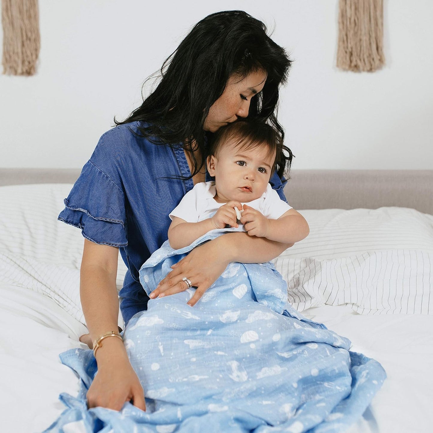 aden + anais Essentials Swaddle Blanket, Boutique Muslin Blankets for Girls & Boys, Baby Receiving Swaddles, Ideal Newborn & Infant Swaddling Set, Perfect Shower Gifts, 4 Pack, Space Explorers