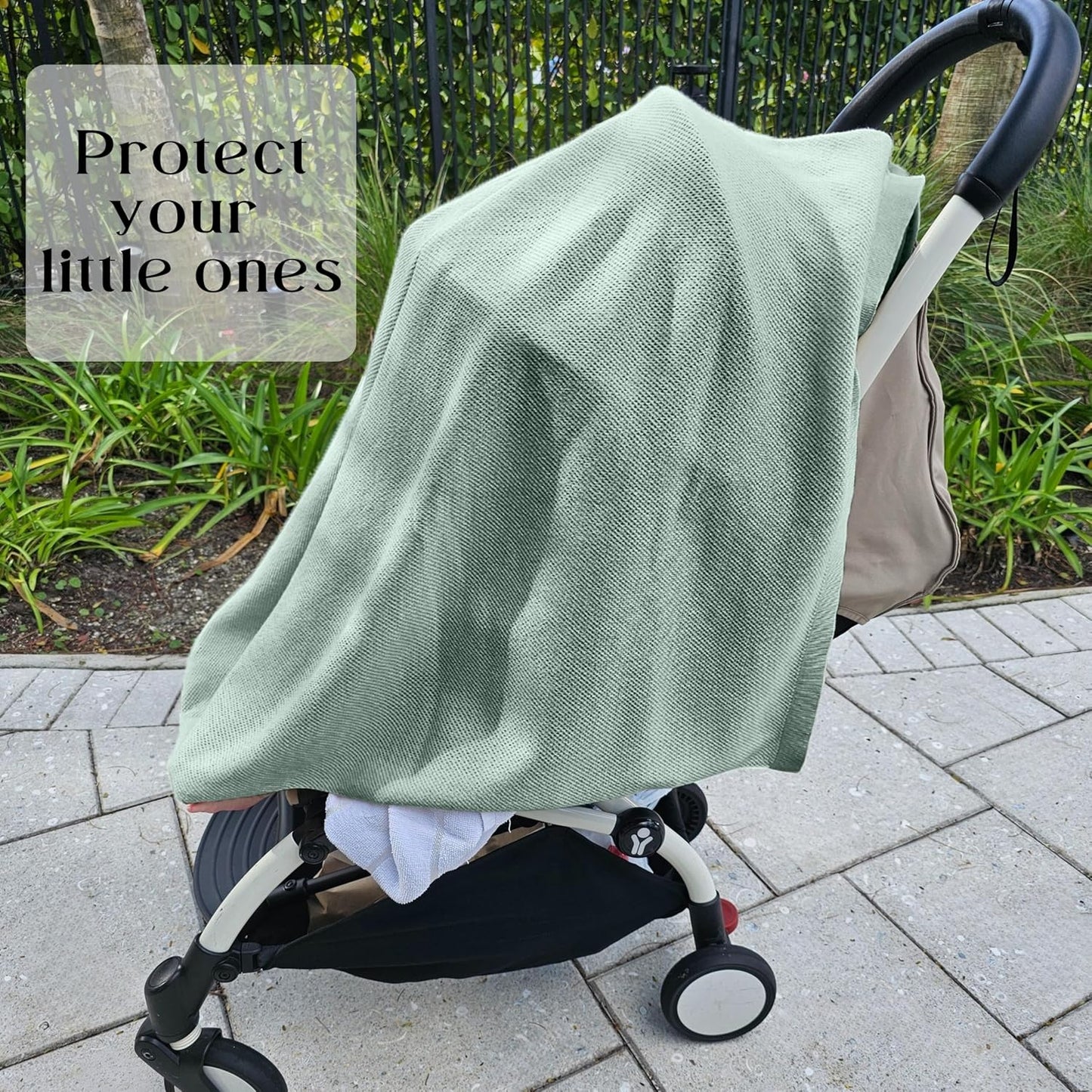 Little Rou Peekaboo Nursing Cover Up for Breastfeeding - Breathable Knit - Soft Organic Cotton & Cashmere Breast Feeding Poncho for Women - Privacy Feature - Includes Mesh Laundry Bag (Sage)