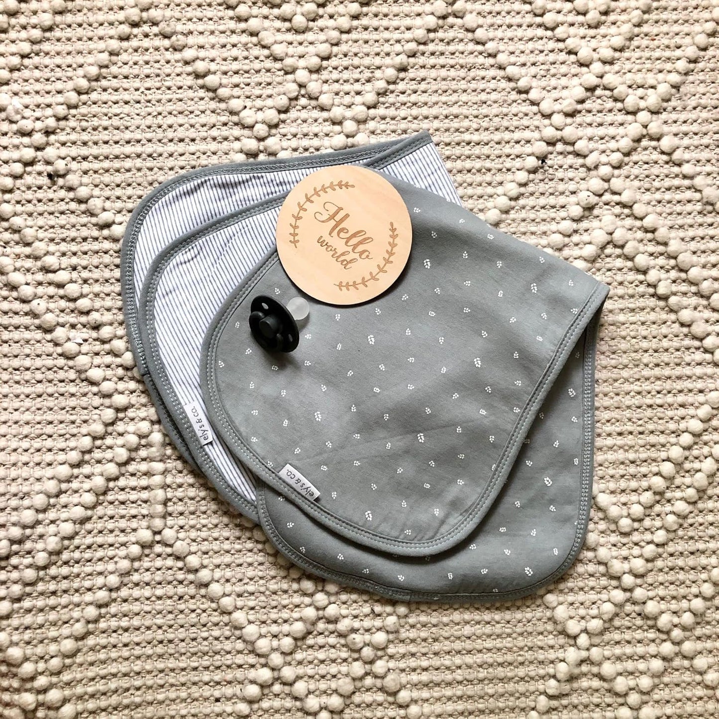 Ely's & Co. Baby Burp Cloths - 5pc Hourglass Shape with Extra Absorbent - Baby Bibs & Burp Cloths Baby Girl and Baby Boy, Newborn Essentials (Blue Leaf)