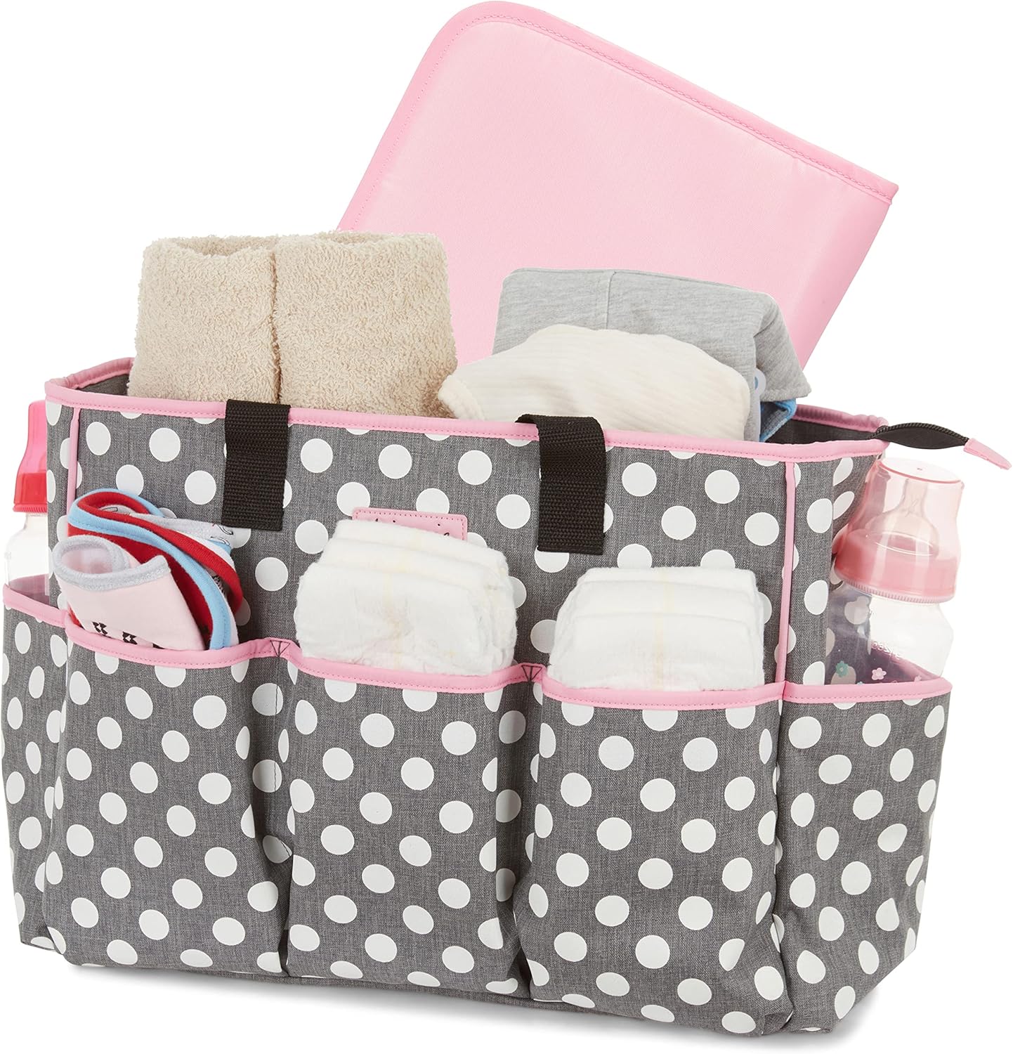 Disney Cudlie Diaper Tote Bag for Moms | Large Spacious Travel Diaper Tote for Baby Boy and Girl | 17-Inches Wide Multi-Functional Baby Bag with Cute Patterns