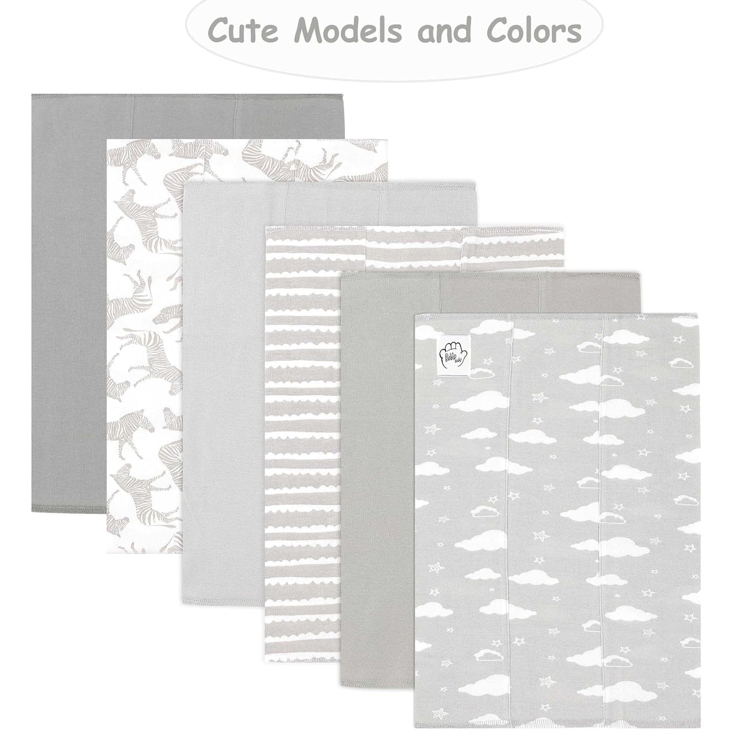 Baby Burp Cloths for Boys and Girls - 6 Pack Large 100% Cotton - Double Layered Extra Absorbent Burp Rags, Grey