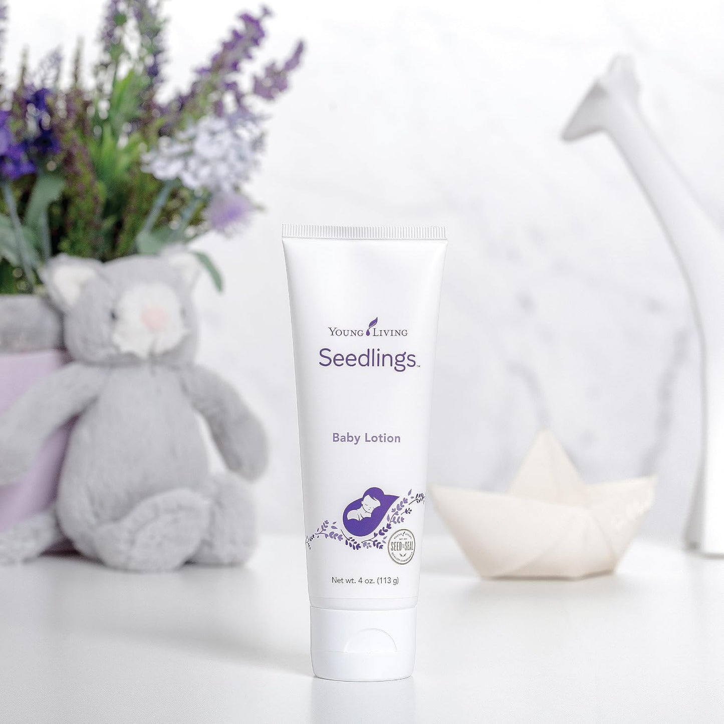 Young Living Seedlings Baby Lotion - 4 oz - Hypoallergenic Skincare for Delicate & Sensitive Infant Skin - Gentle, Non-Greasy, Soothing Hydration & Softness