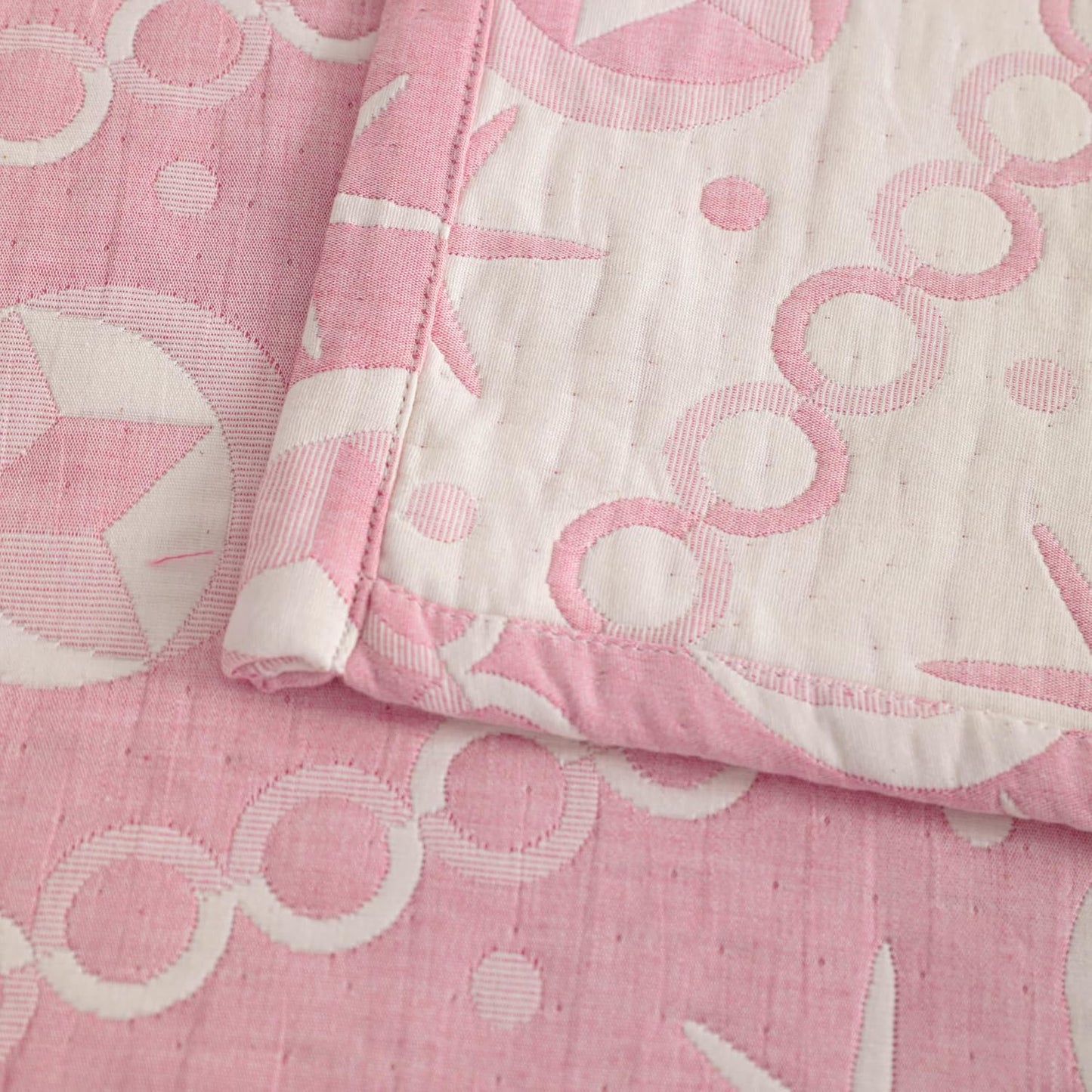 NTBAY 3 Layer Oversized Muslin Cotton Toddler Blanket, 45x60 Inches Jacquard Reversible Nursery Bed Blanket, Super Soft and Thermal Crib Blanket for All Seasons, Baby Gift, 45"x60", Pink Starfish