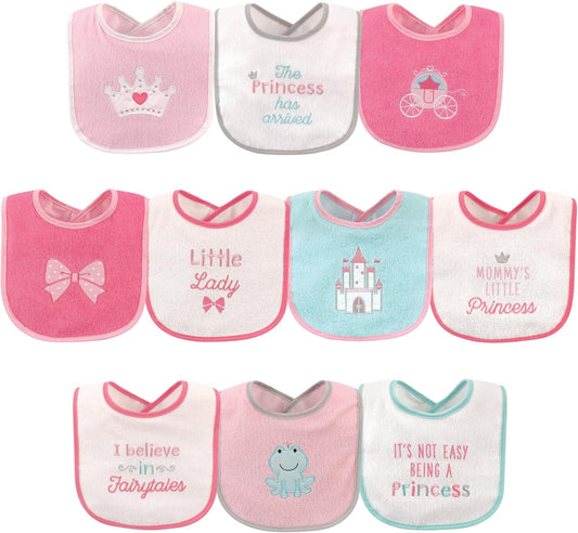 Luvable Friends Baby Cotton Terry Drooler Bibs with PEVA Back, Transportation, One Size