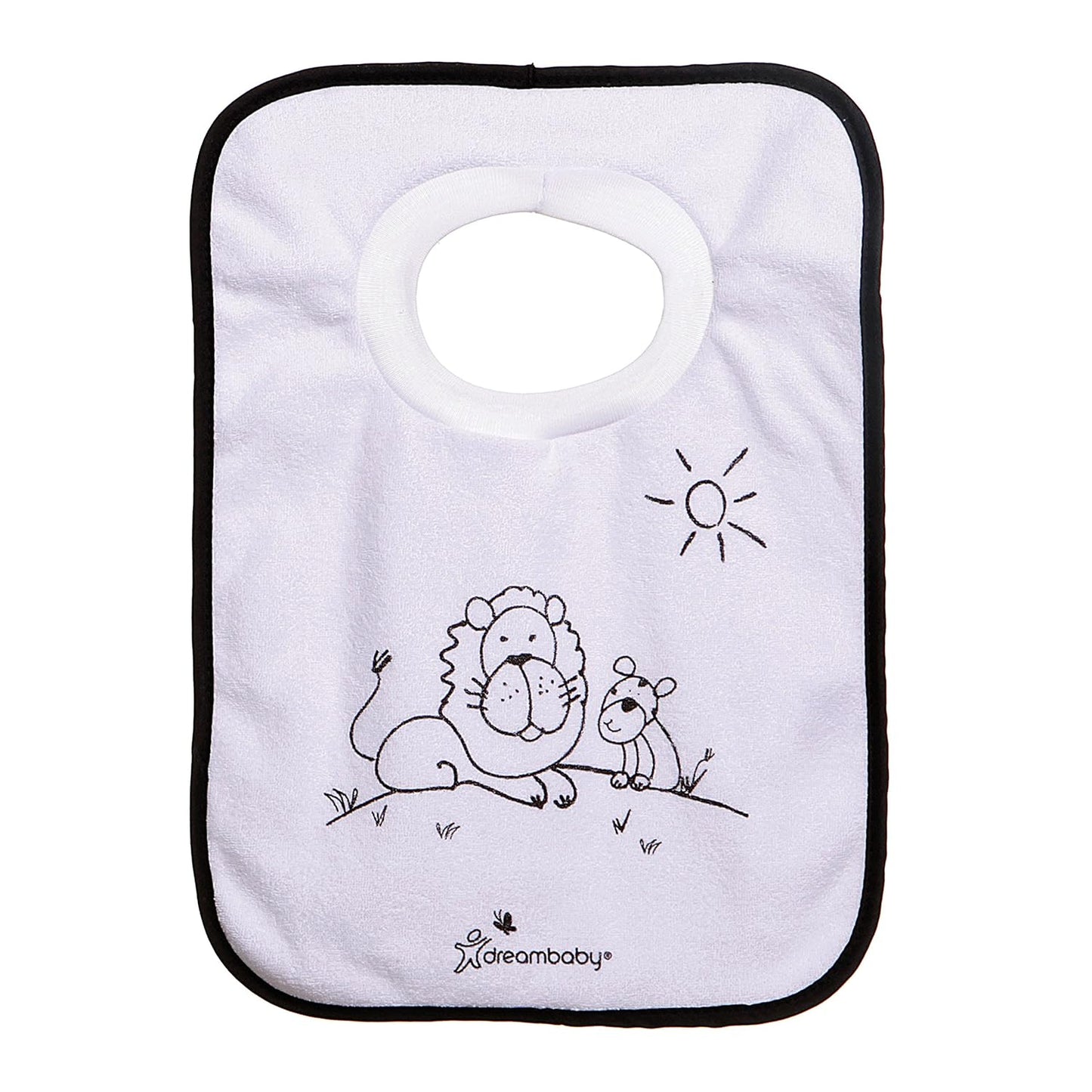 Dreambaby Terry Cloth Cotton Pullover Baby Bibs for Teething Feeding and Drooling - Super Absorbent & Extra Soft - Machine Washable - Jungle Animals