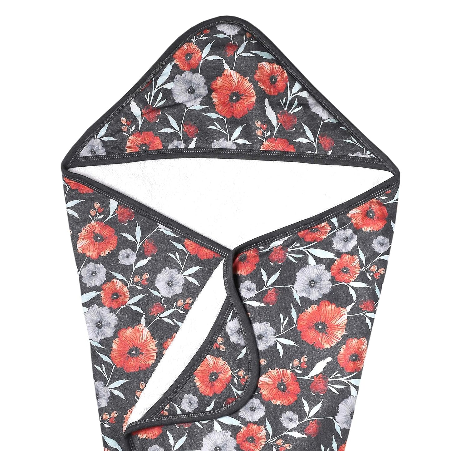 Copper Pearl Premium Knit Hooded Bath Towel with Terry Cloth Interior Poppy