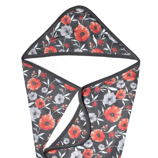 Copper Pearl Premium Knit Hooded Bath Towel with Terry Cloth Interior Poppy