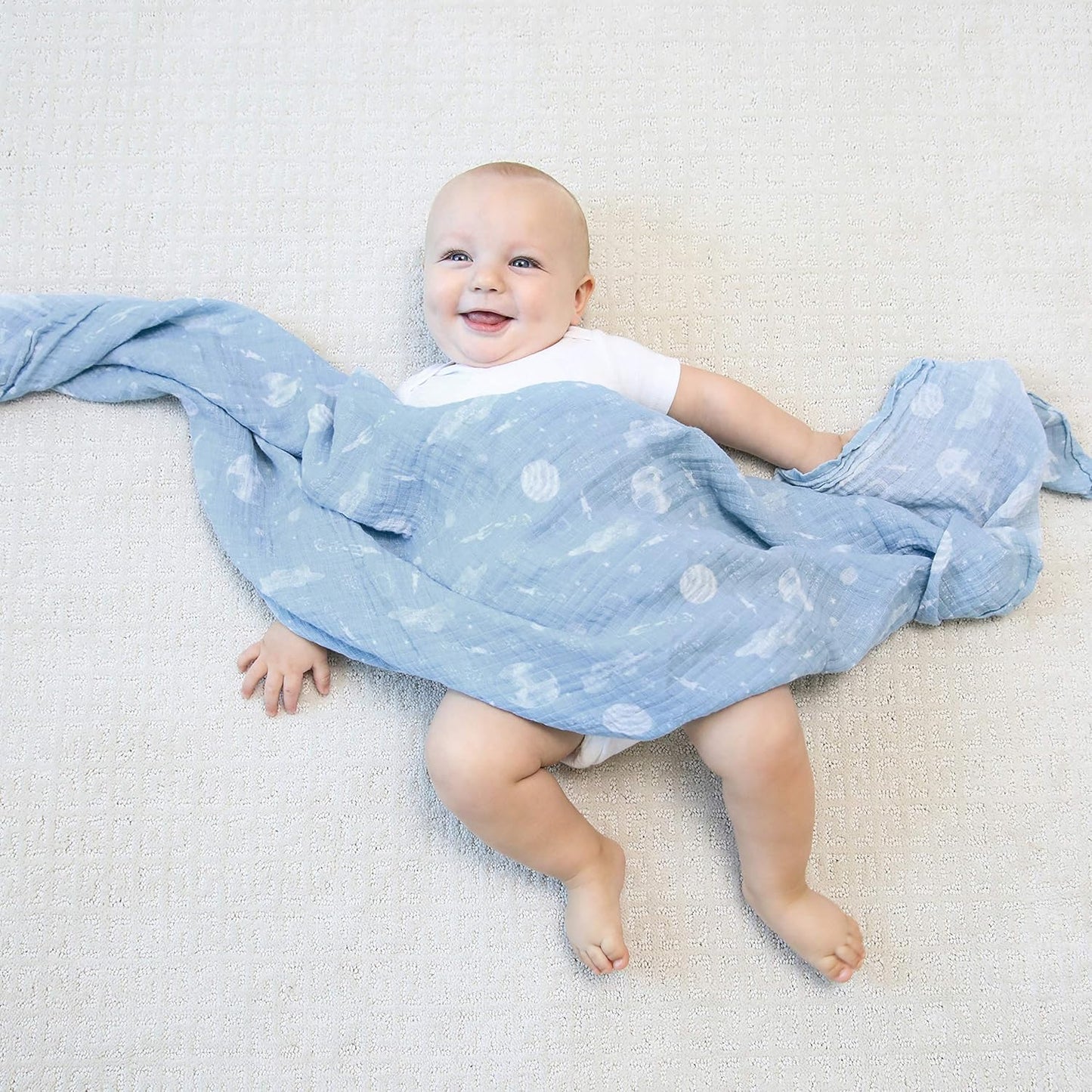 aden + anais Essentials Swaddle Blanket, Boutique Muslin Blankets for Girls & Boys, Baby Receiving Swaddles, Ideal Newborn & Infant Swaddling Set, Perfect Shower Gifts, 4 Pack, Space Explorers