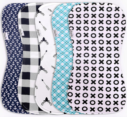 5-Pack Organic Cotton Burp Cloths – Large, Ultra-Soft 3-Layer Towels for Burping, Shoulder & Hand Use, Highly Absorbent