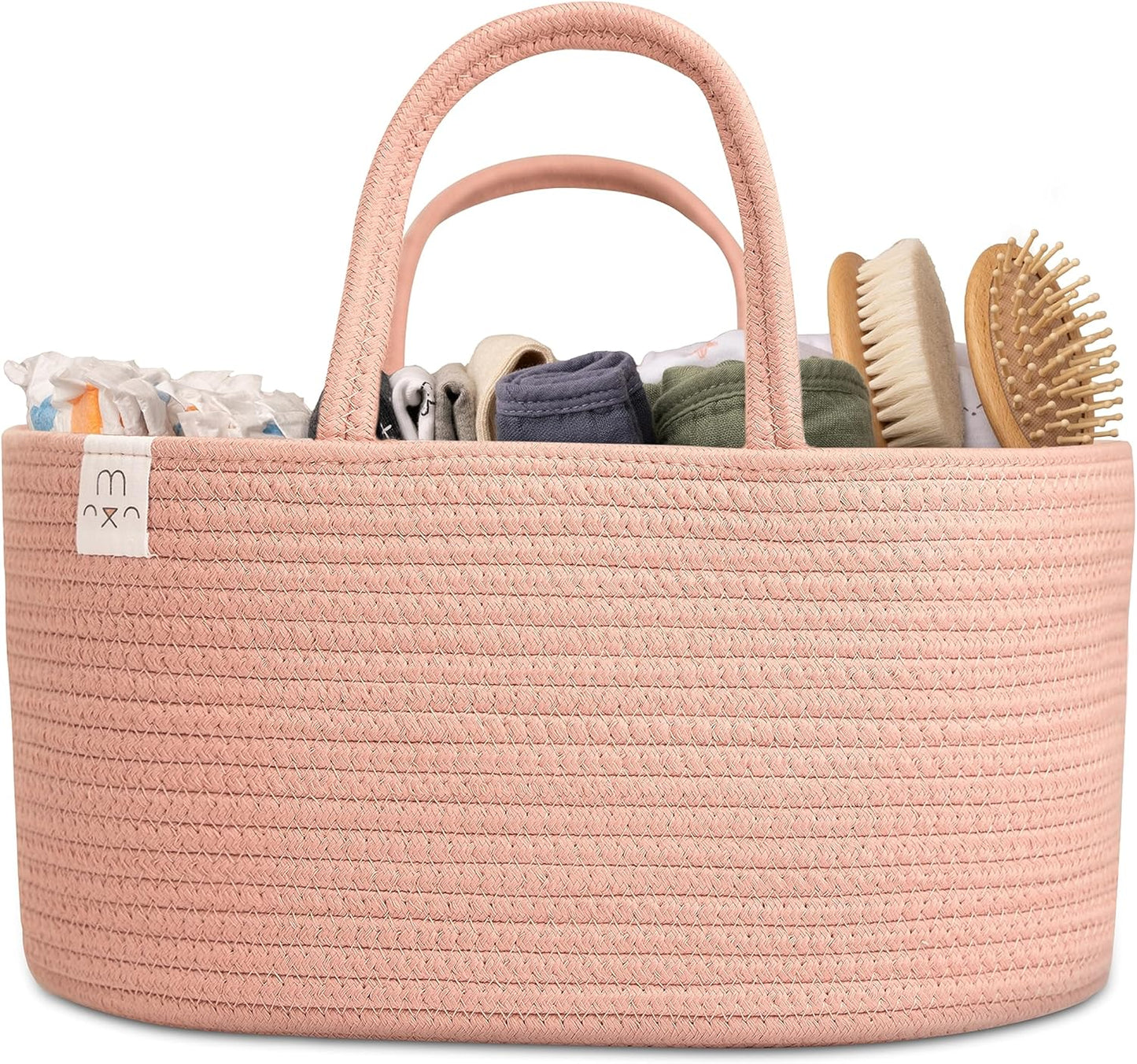 Natemia Baby Diaper Caddy Organizer - Baby Shower Basket for Gifts - Nursery Storage for Diapers, Wipes, Breast Pump - Portable Organizer and Gift Bag - Newborn Essentials