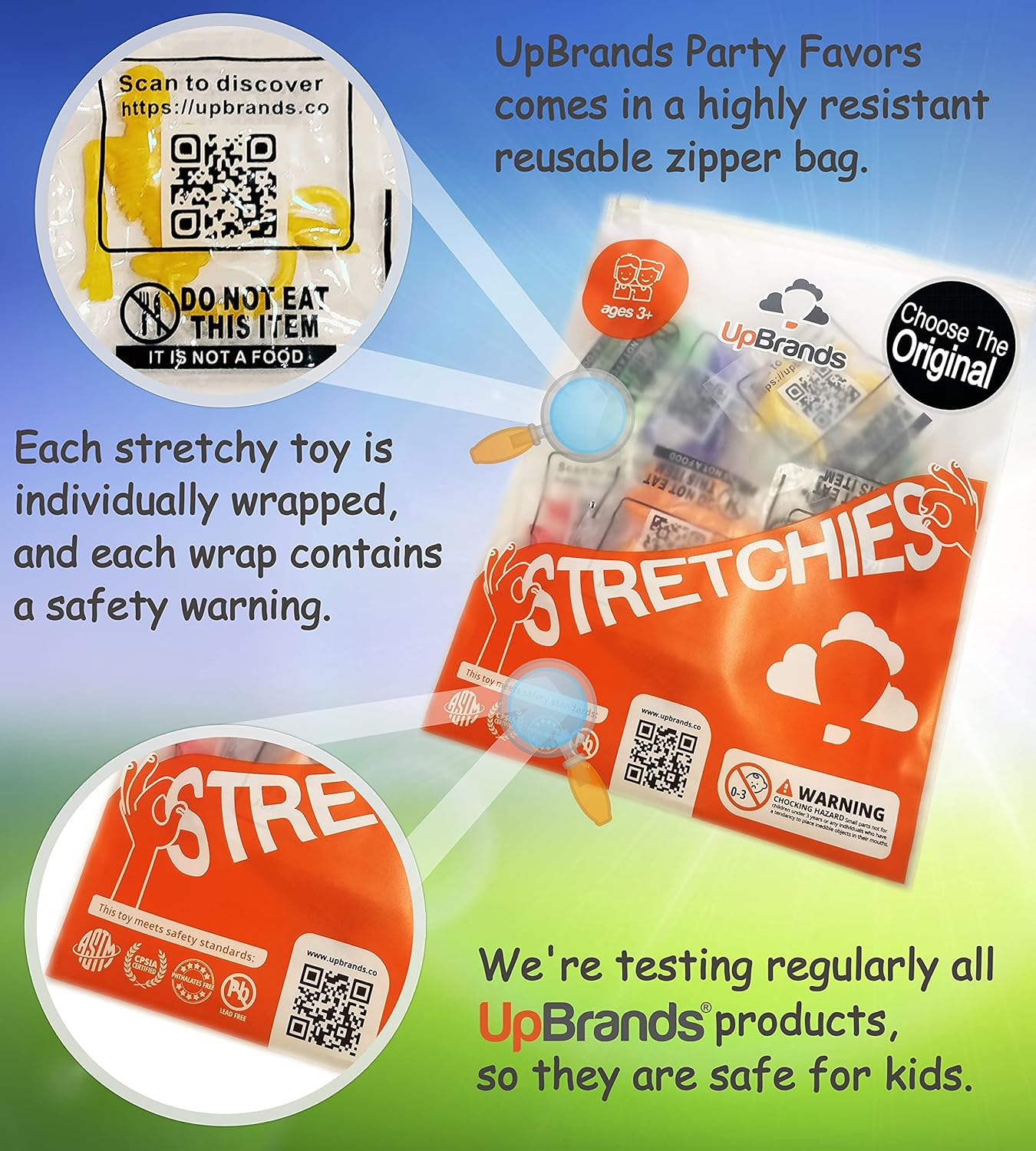 UpBrands 72 Stretchy Skeleton Toys, Party Favors for Kids, Bulk Set, 12 Colors, Kit for Easter Egg Basket Stuffers, Halloween Goodie Bags, Pinata Filler, Small Classroom Prizes