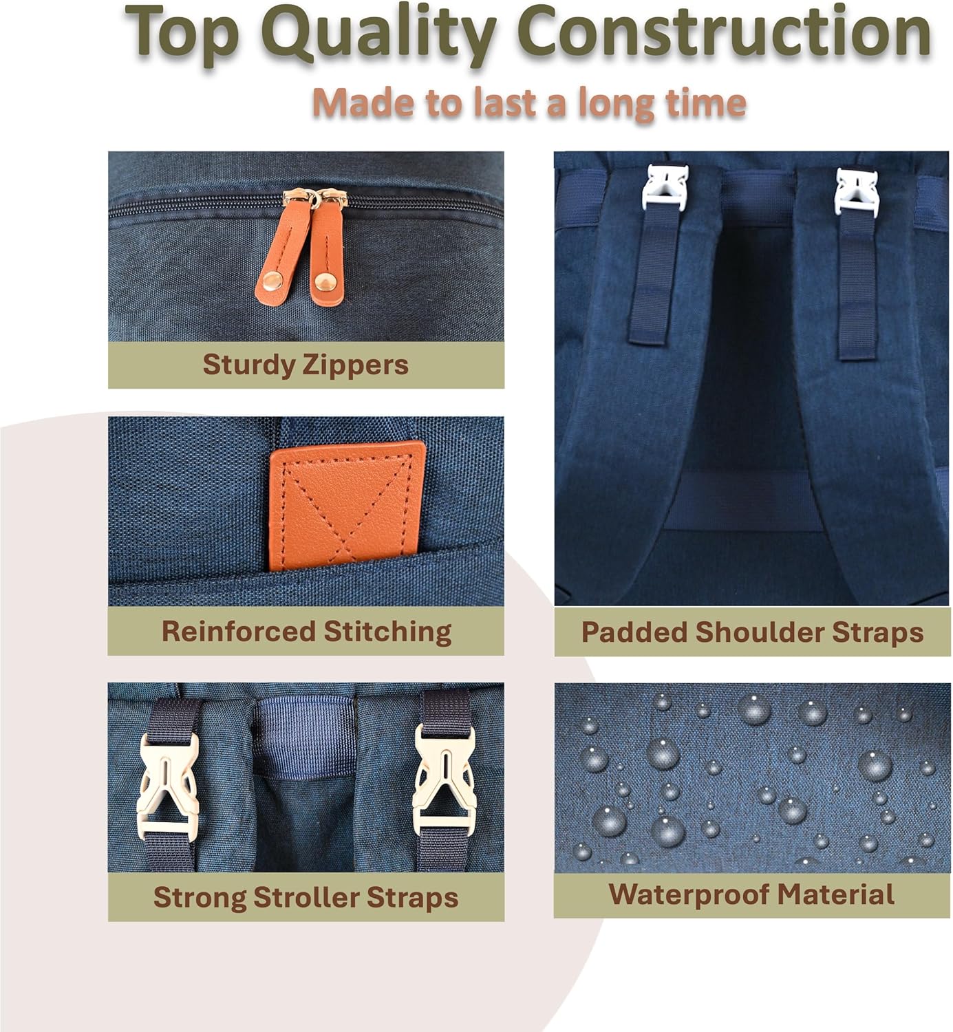 Baby Diaper Bag Backpack - Large Bag for Boys & Girls, with Changing Pad & Pacifier Case, Large Capacity with Insulated Pockets, Waterproof, with Stroller Straps, Unisex - Navy Blue