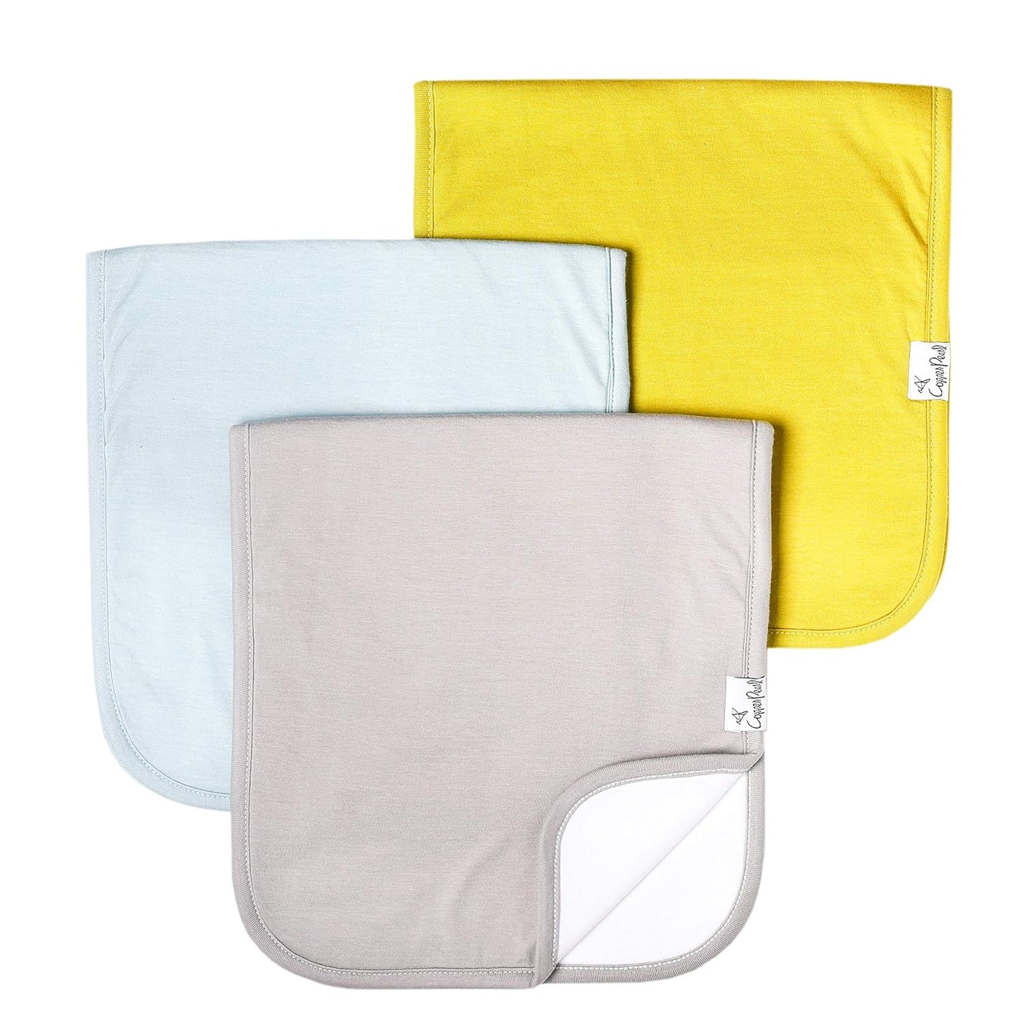 Copper Pearl Premium Baby Burp Cloths - 3-Pack Large Cotton Burp Cloths, Extra Soft Spit Up Rags with 3 Absorbent Layers, Perfect for Baby Boy and Baby Girl Gifts (21" x 10" Size, Stone Set)