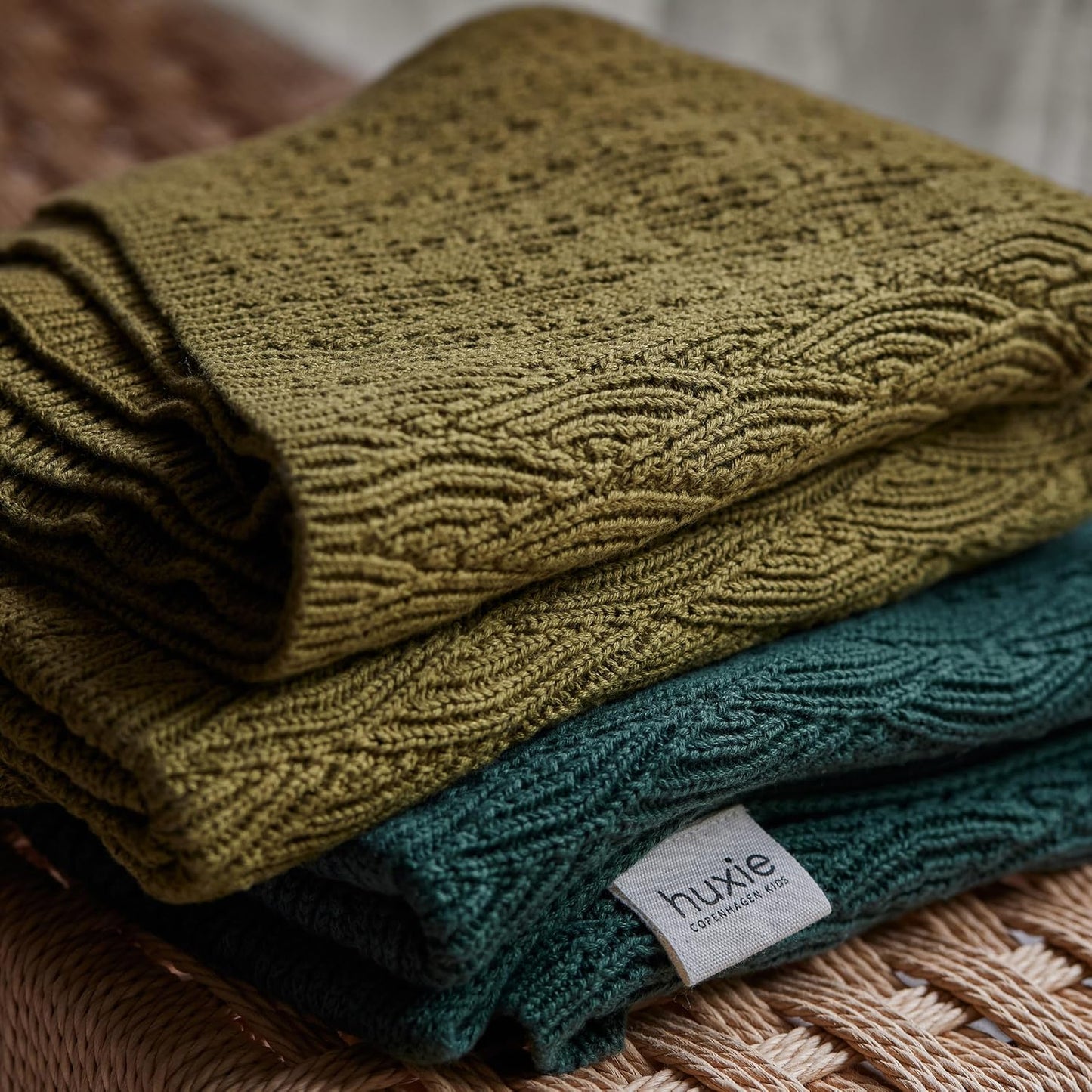 Knitted Organic Cotton Baby Blanket- Swaddle Blanket, 30" x 40" Soft Receiving Blanket for Newborn (Forrest Green)