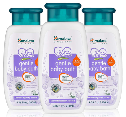 Himalaya Gentle Baby Bath, Gentle, Non-Irritating Cleanser for Nourishing Your Baby's Skin, 6.76 Fl Oz (Pack of 3)