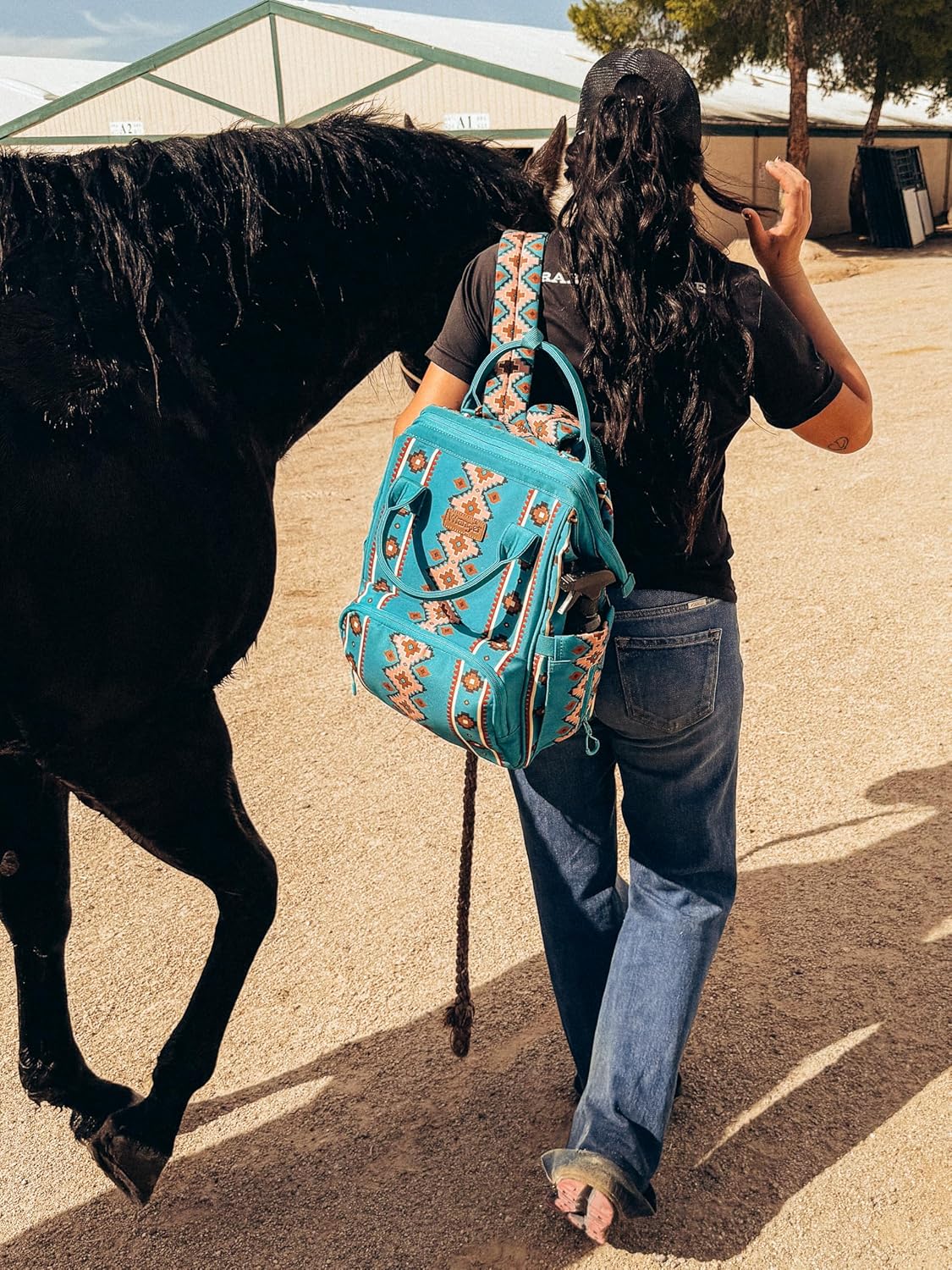 Wrangler Aztec Backpack Organized Daypack Travel Baby Bag with Stroller Strap and Side Bottle Pockets WG2204-9110GN