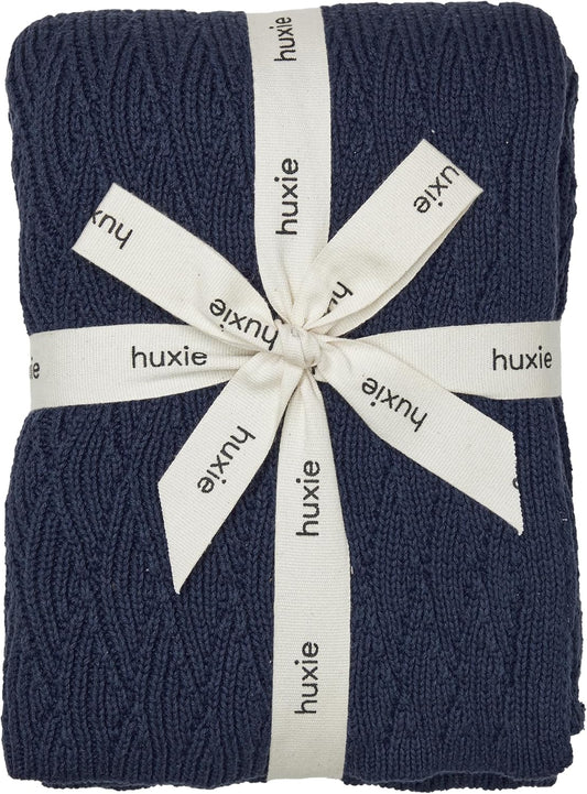 Knitted Organic Cotton Baby Blanket- Swaddle Blanket, 30" x 40" Soft Receiving Blanket for Newborn(North Sea Blue)