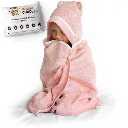 Premium Toddler Towels with Hood - Extra Soft Rayon from Bamboo Toddler Bath Towel (Pink)