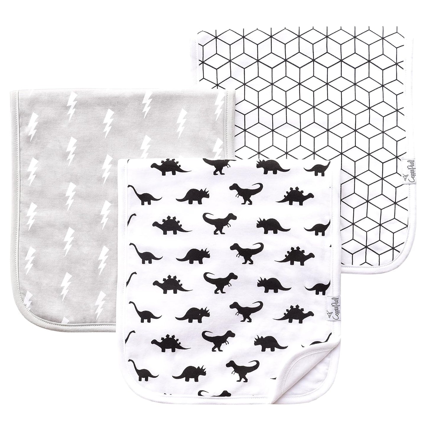 Copper Pearl Premium Baby Burp Cloths - 3-Pack Large Cotton Burp Cloths, Extra Soft Spit Up Rags with 3 Absorbent Layers, Perfect for Baby Boy Gifts (21" x 10" Size, Wild Set)