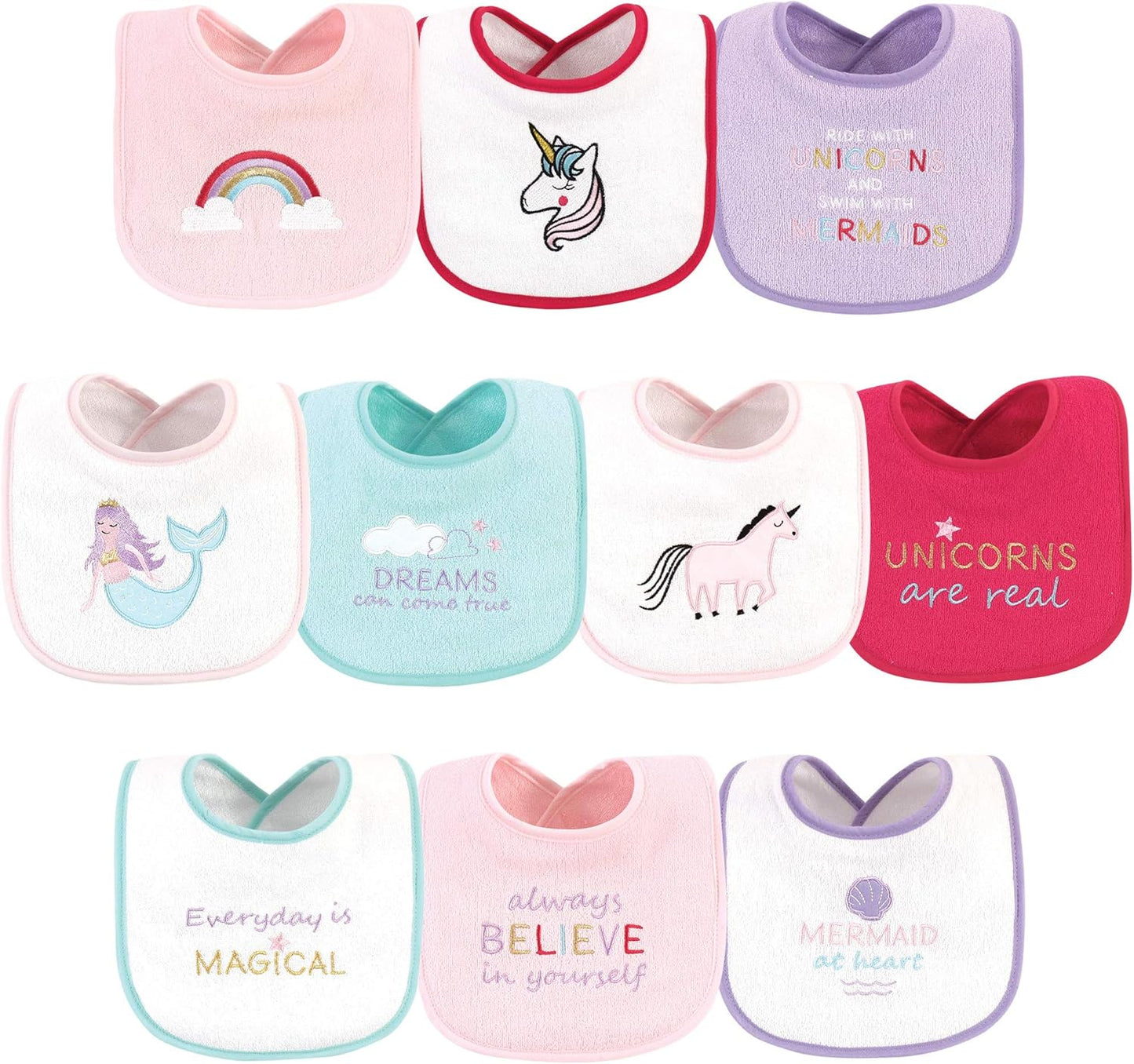 Luvable Friends Unisex Baby Cotton Terry Drooler Bibs with Fiber Filling
