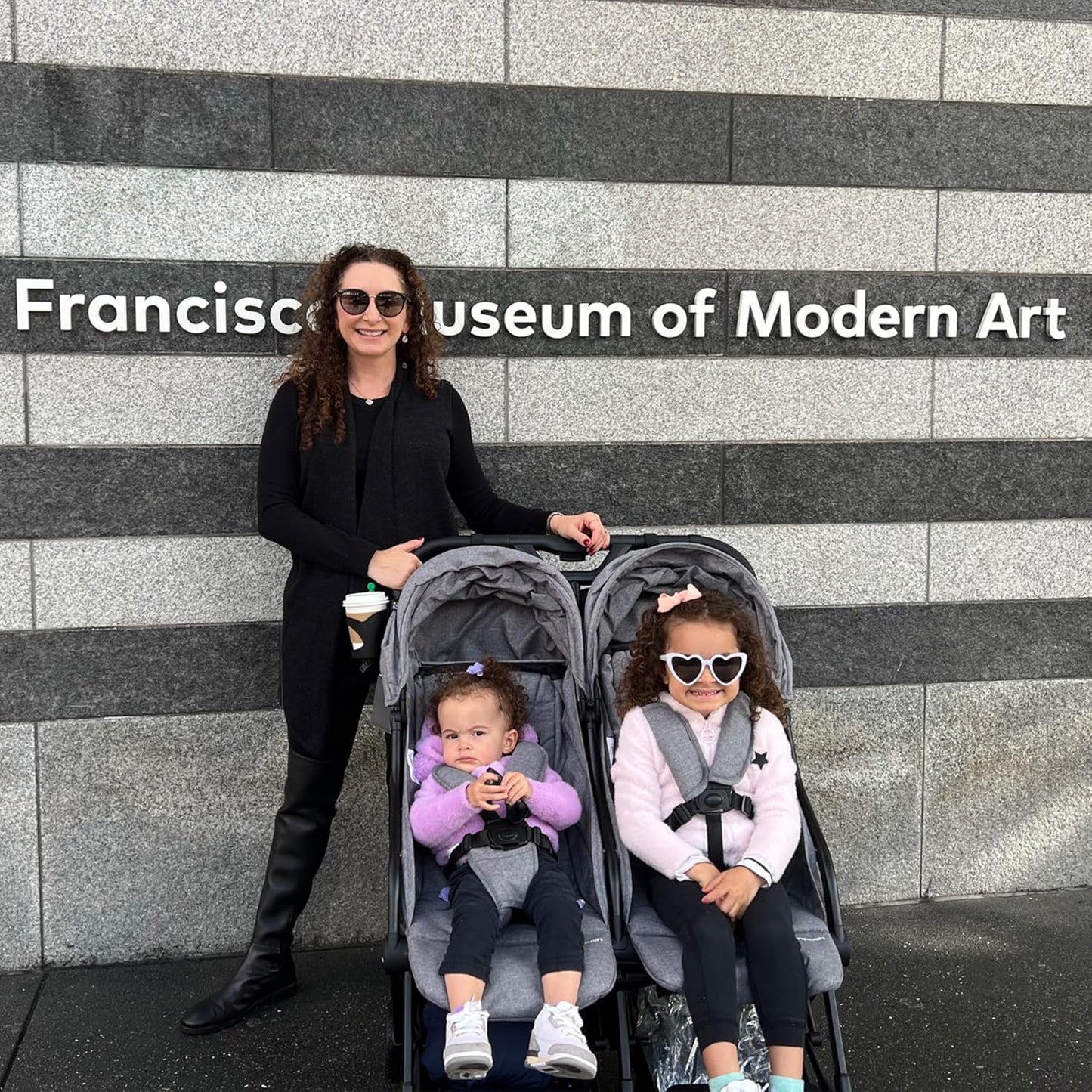 Mompush Lithe Double Stroller, Lightweight Side by Side Stroller for Newborn and Toddler, Easy Fold, Spacious Seats with Recline, UPF50+ Canopy