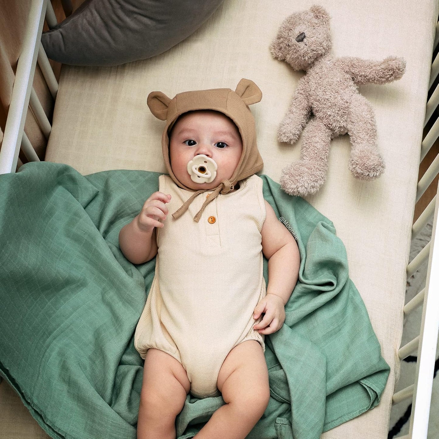Moonkie Pacifiers Set of 2 | One-Piece Design Baby Pacifier with Large Air Holes | BPA-Free Silicone | Safe for Babies 6 Months+