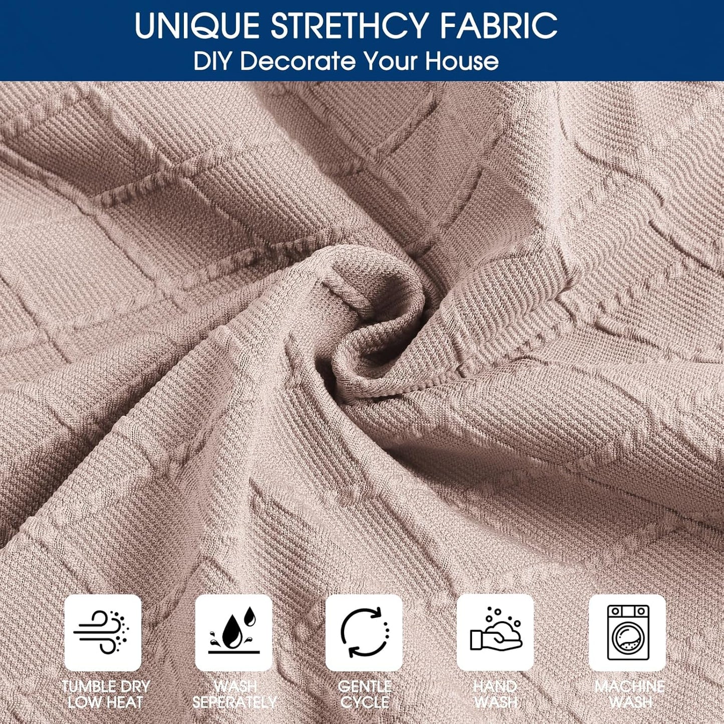Yikko Chair Seat Covers, High-Density Check Jacquard Ekedalen Seat Covers for Dining Kitchen Restaurant Banquet, Stretch Removable Washable Chair Seat Cushion Protector (2, Light Tan)