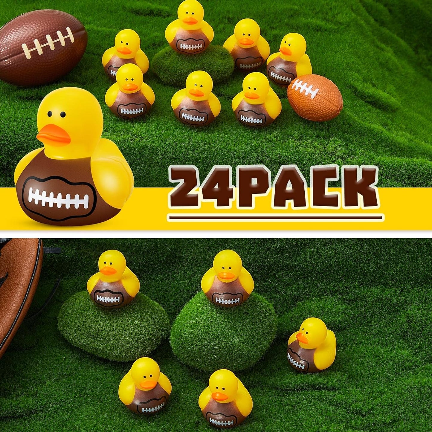 Deekin 24 Pcs Rubber Duck 2 Inch Bulk Sport Party Favors for Birthday Party Decorations Club Player Gift (Football)