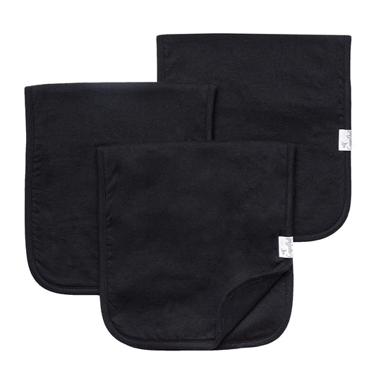 Copper Pearl Premium Baby Burp Cloths - 3-Pack Large Cotton Burp Cloths, Extra Soft Spit Up Rags with 3 Absorbent Layers, Perfect for Baby Boy and Baby Girl Gifts (21" x 10" Size, Black Basics Set)