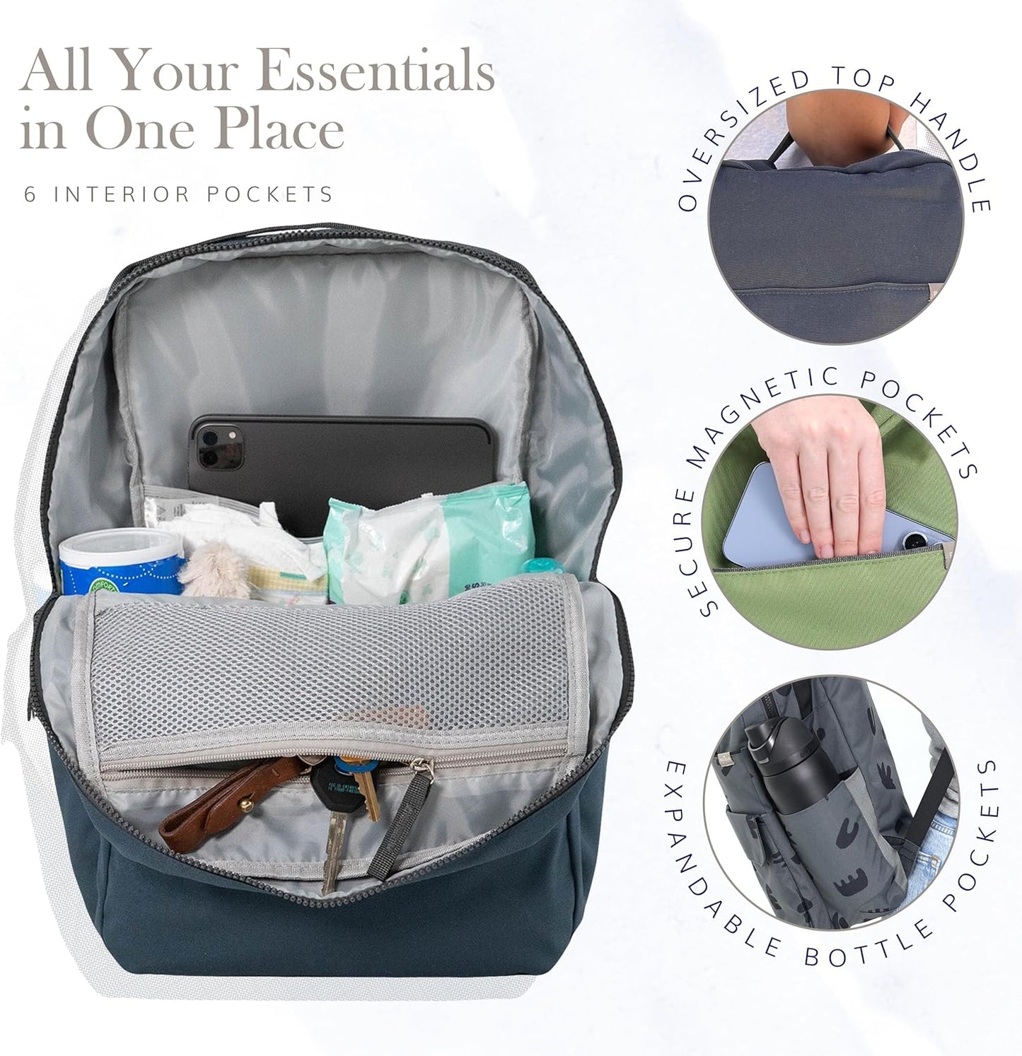 RED ROVR Roo Lightweight 1 LB Diaper Bag Backpack | 11 organizational pockets| Durable & Water-Resistant (Navy)