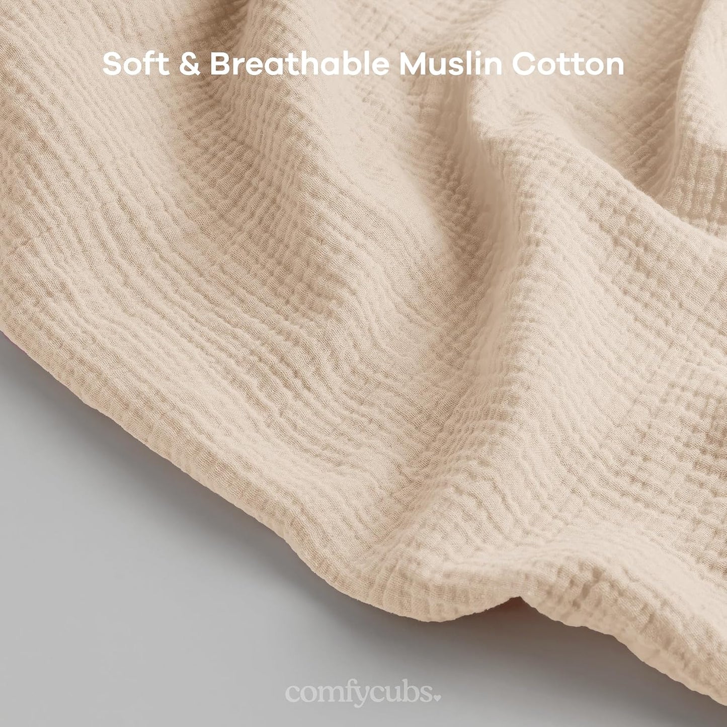 Comfy Cubs Muslin Nursing Cover, Pack of 1, 100% Muslin Breastfeeding Cover - Soft & Breathable Baby Nursing Scarf with Adjustable Neck Strap - Portable, Lightweight & Privacy Coverage - Sand