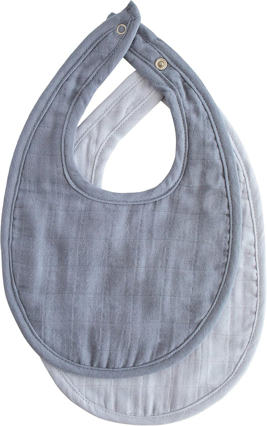 mushie Muslin Baby Bib | Soft Cotton for Infant Drips, Drools & Feedings | Adjustable Fit | 2 Pack